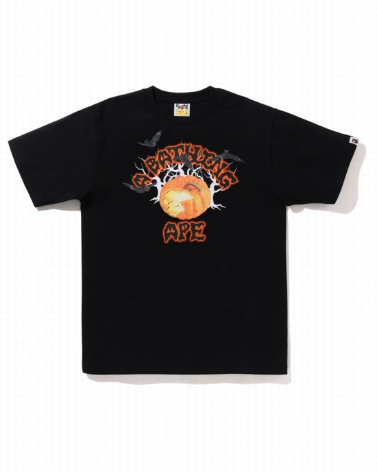 Tricouri Bape Halloween Jack O' Lantern College Barbati Negrii | IBKQNA389