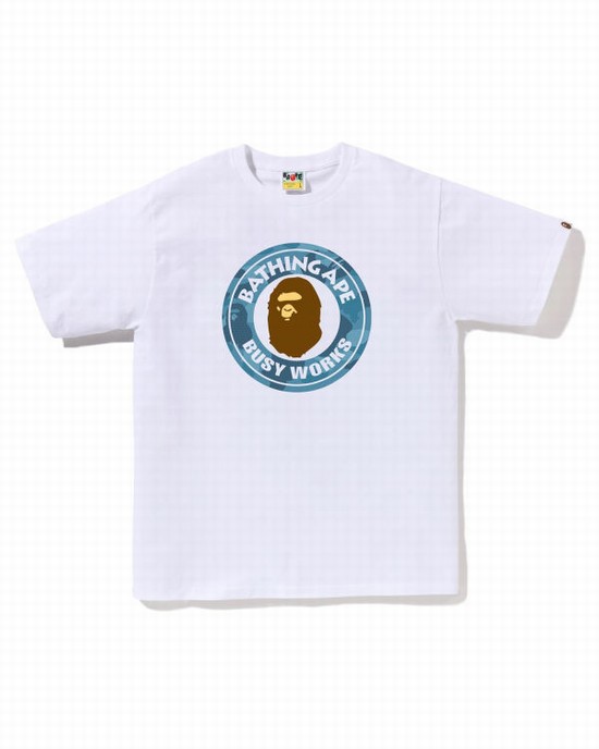 Tricouri Bape Honeycomb Camo Busy Works Barbati Albi | AHBQRT328