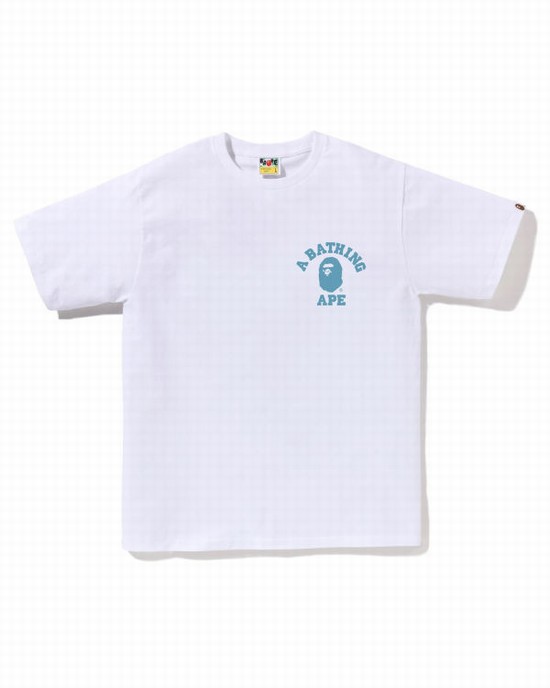 Tricouri Bape Honeycomb Camo College ATS Barbati Albi | DVAFWT936