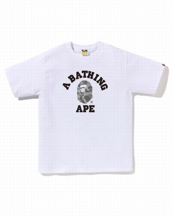 Tricouri Bape Honeycomb Camo College Barbati Albi | RCWJDL532
