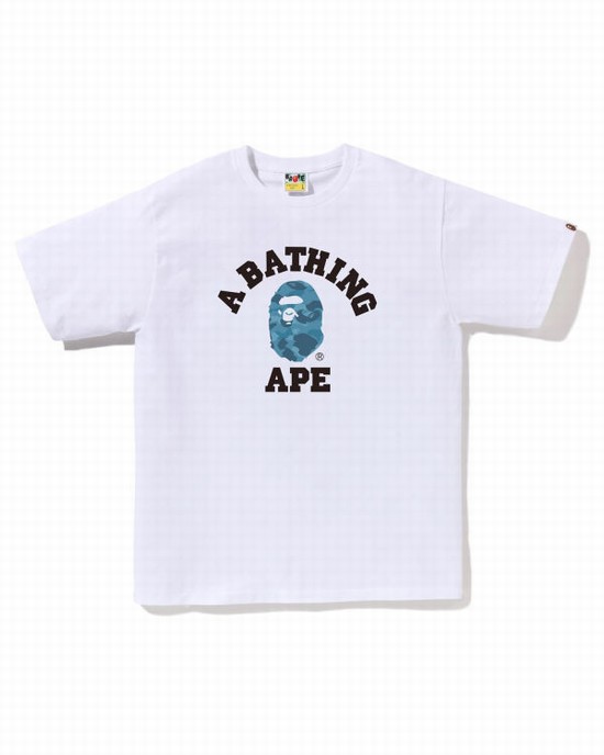 Tricouri Bape Honeycomb Camo College Barbati Albi | WRKFTH960