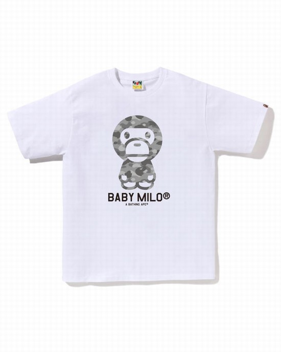 Tricouri Bape Honeycomb Camo Milo Barbati Albi | DKSJFA576