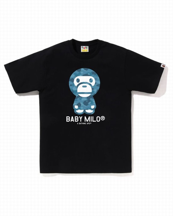 Tricouri Bape Honeycomb Camo Milo Barbati Negrii | PNHOCQ203