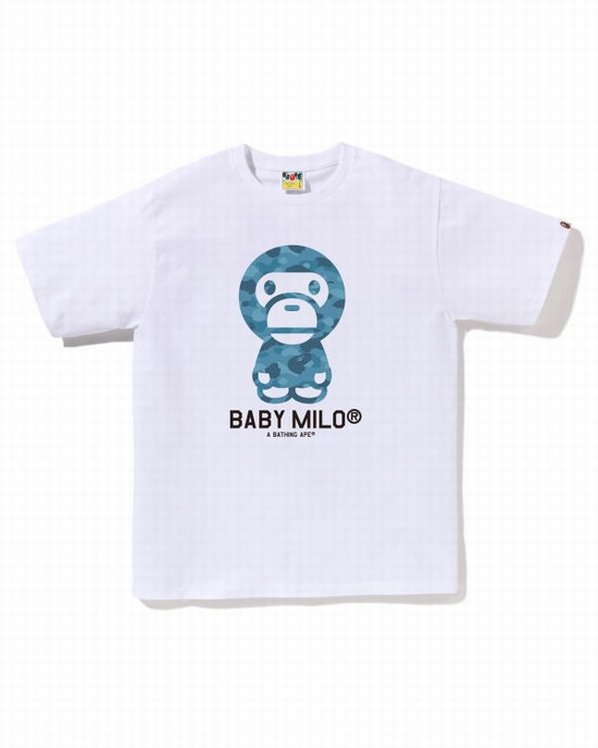 Tricouri Bape Honeycomb Camo Milo Barbati Albi | WLVDPY395
