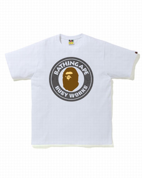 Tricouri Bape Line 1st Camo Busy Works Barbati Albi | UXRHJA815