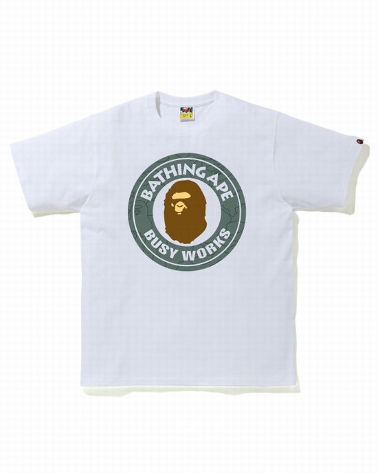 Tricouri Bape Line 1st Camo Busy Works Barbati Albi | WEFPOR047