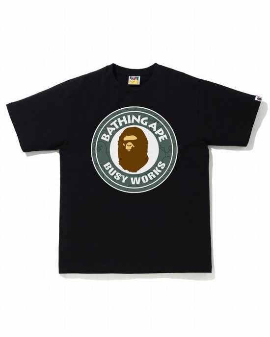 Tricouri Bape Line 1st Camo Busy Works Barbati Negrii | YGIHRC675