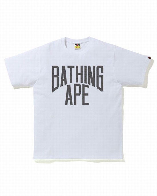 Tricouri Bape Line 1st Camo NYC Logo Barbati Albi | EVKUWL325