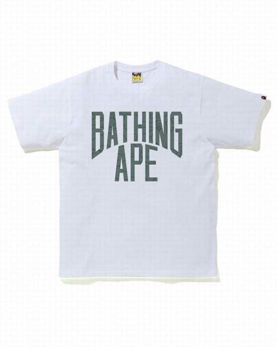 Tricouri Bape Line 1st Camo NYC Logo Barbati Albi | IZNTAU208