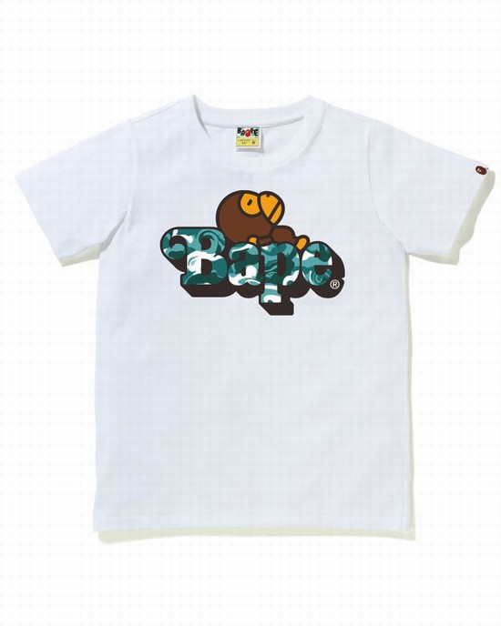 Tricouri Bape Marble Camo Milo On Copii Albi | WVDNOG768