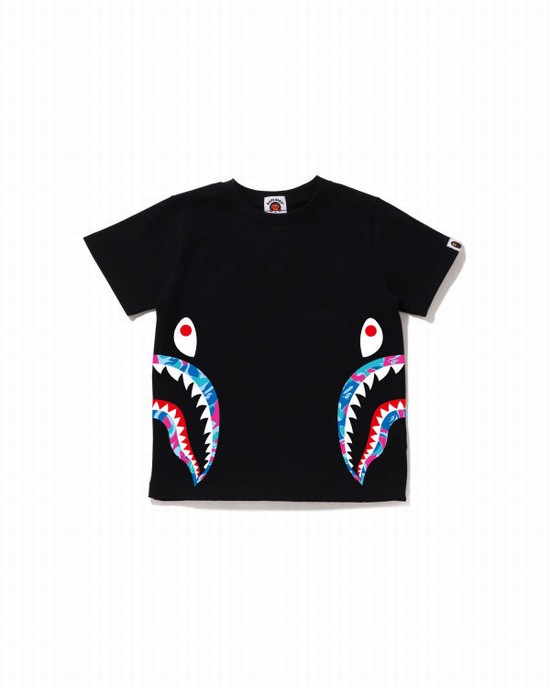 Tricouri Bape Marble Camo Side Shark Copii Negrii | LFDKYS156