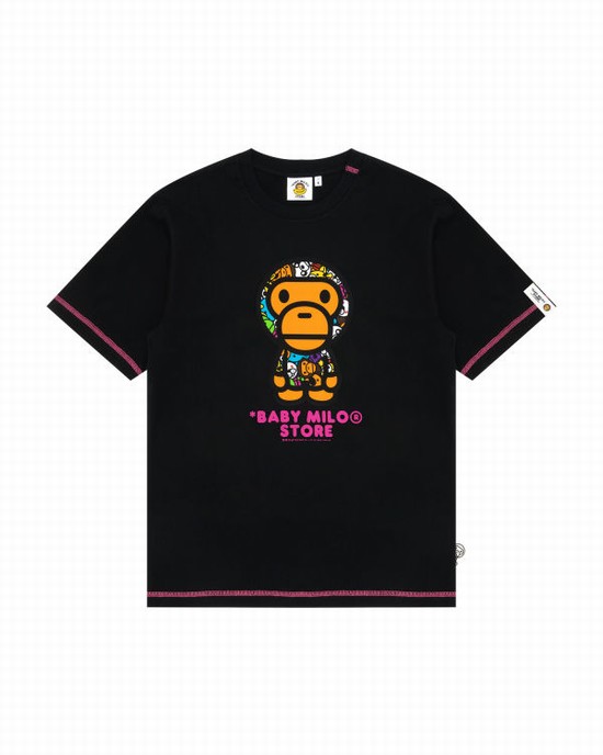 Tricouri Bape Milo Barbati Negrii | VSYBPX935