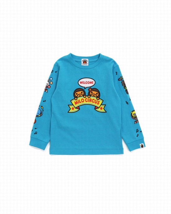 Tricouri Bape Milo Circus L/S Copii Albastri | CQOJDI039