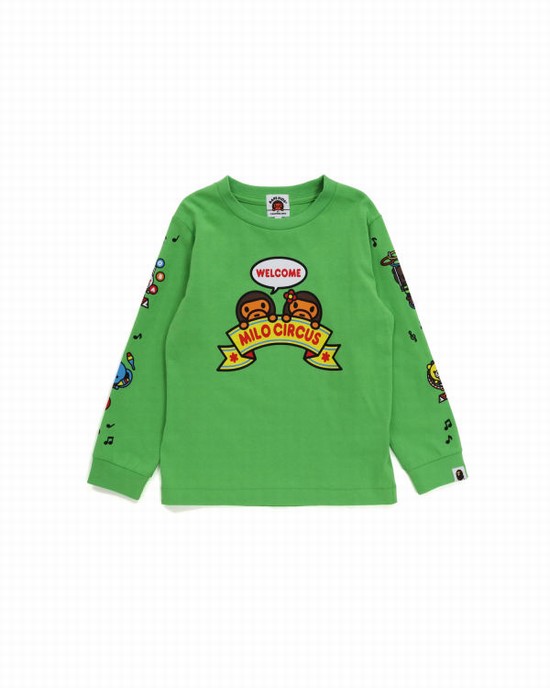 Tricouri Bape Milo Circus L/S Copii Verzi | GHAWFJ185
