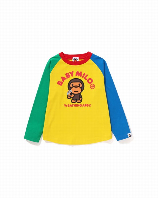 Tricouri Bape Milo Donuts Raglan L/S Copii Galbeni | LHSAXY170