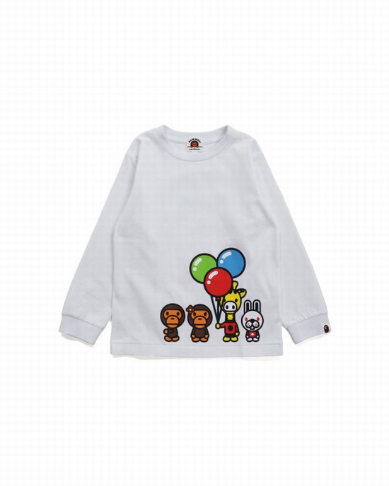 Tricouri Bape Milo & Friends L/S Copii Albi | NJPLOG865