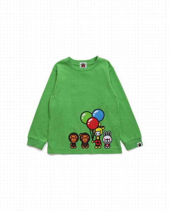 Tricouri Bape Milo & Friends L/S Copii Verzi Deschis | FGJOBW642