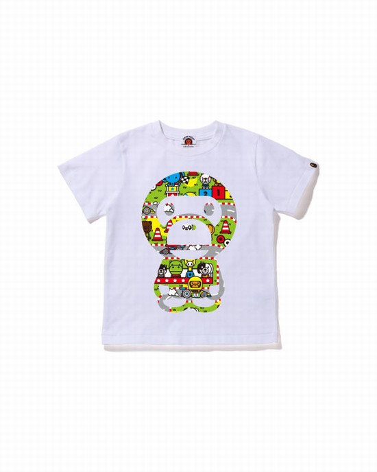 Tricouri Bape Milo Racing Big Milo Copii Albi | XQTIMN274