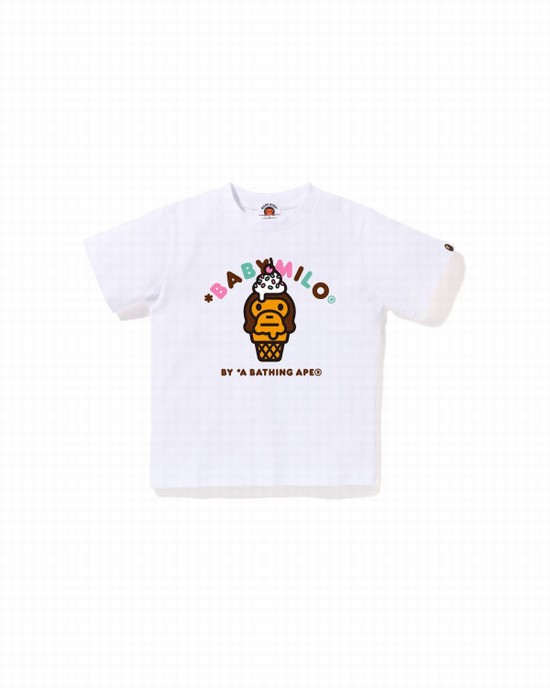 Tricouri Bape Milo ice cream Copii Albi | YALDXP051