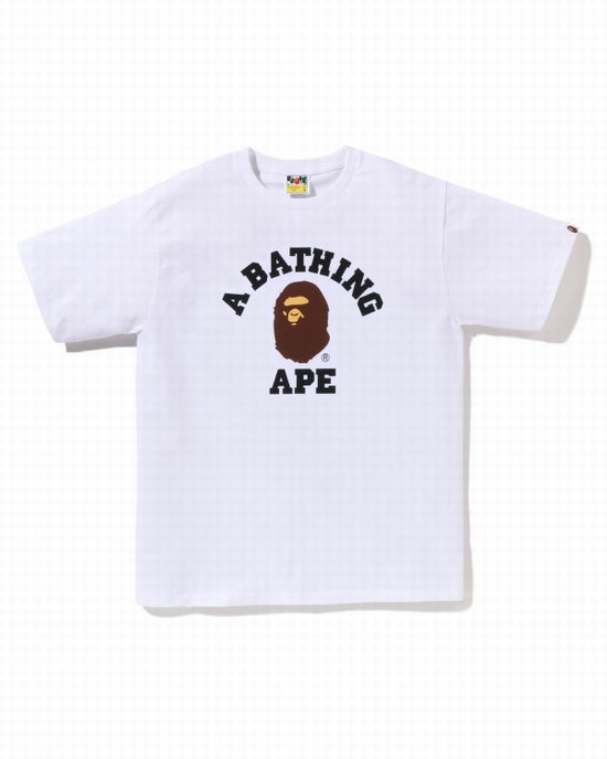 Tricouri Bape Pigment College Barbati Albi | RNELUI492