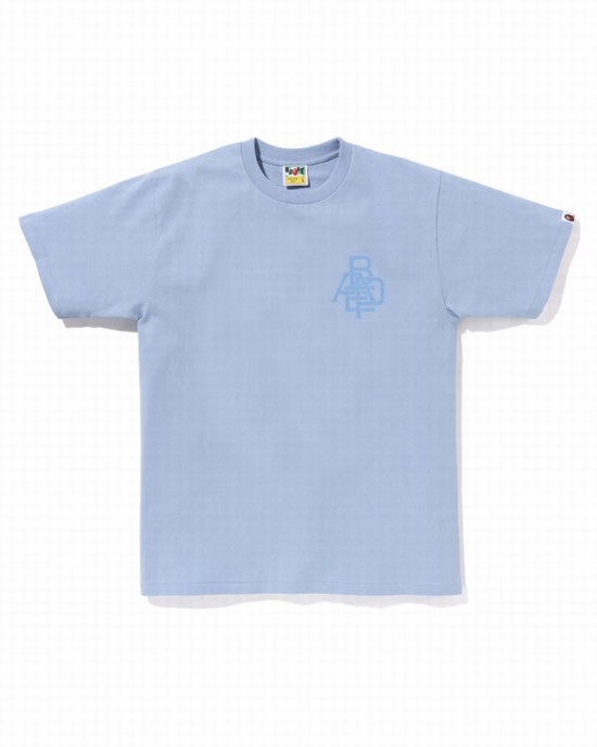 Tricouri Bape Pigment Logo Barbati Albastri | KQYFSA213