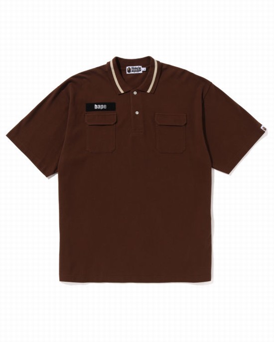 Tricouri Bape Relaxed Fit Polo Barbati Maro | NSIZXY124