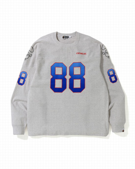 Tricouri Bape Relaxed Football logo Barbati Gri | UODGKW910