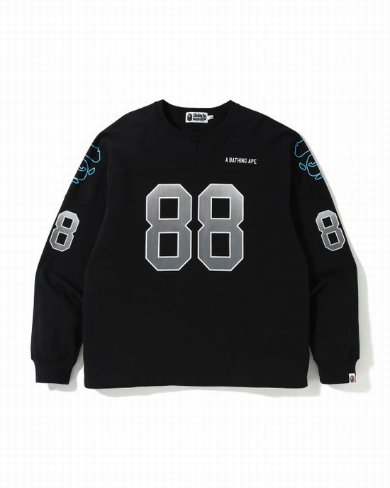 Tricouri Bape Relaxed Football logo Barbati Negrii | YEKWUP698