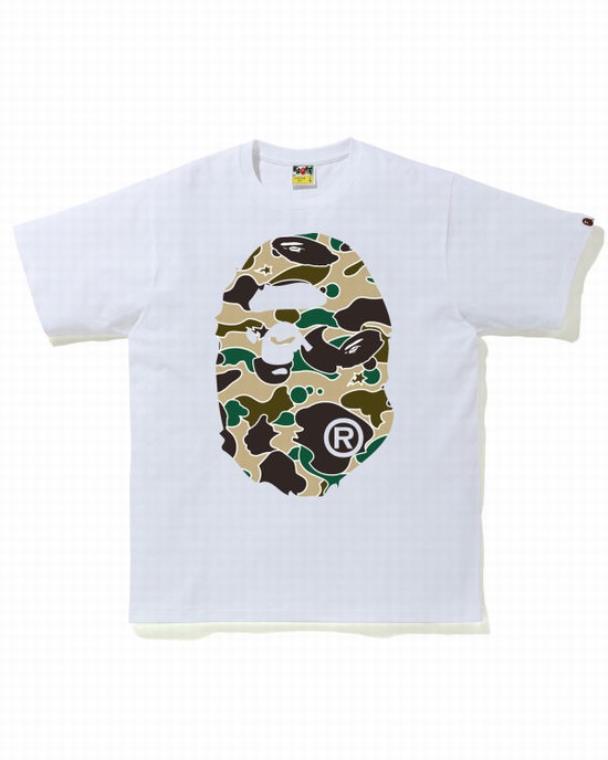 Tricouri Bape STA Camo Big Ape Head Barbati Albi | UJAZHC236