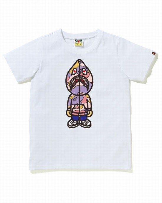 Tricouri Bape STA Camo Clasici Milo Shark Dama Albi | WUKHLB091
