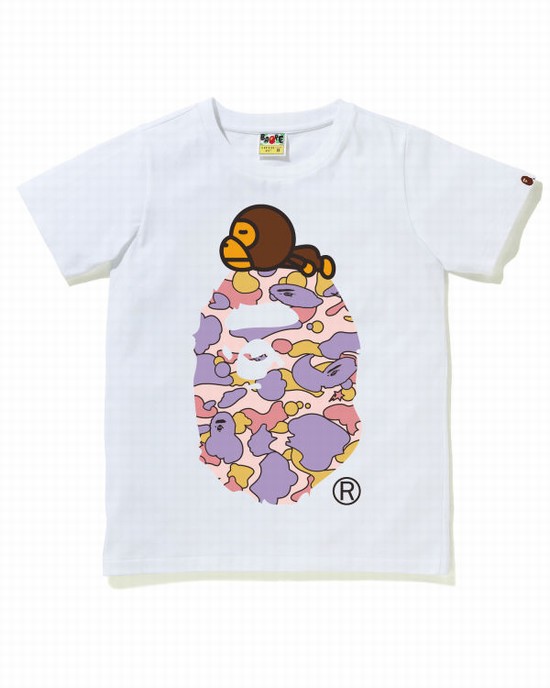 Tricouri Bape STA Camo Milo On Big Ape Dama Albi | REUDTI394