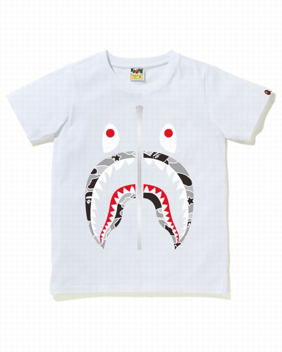 Tricouri Bape STA Camo Shark Dama Albi | MUVFRY321