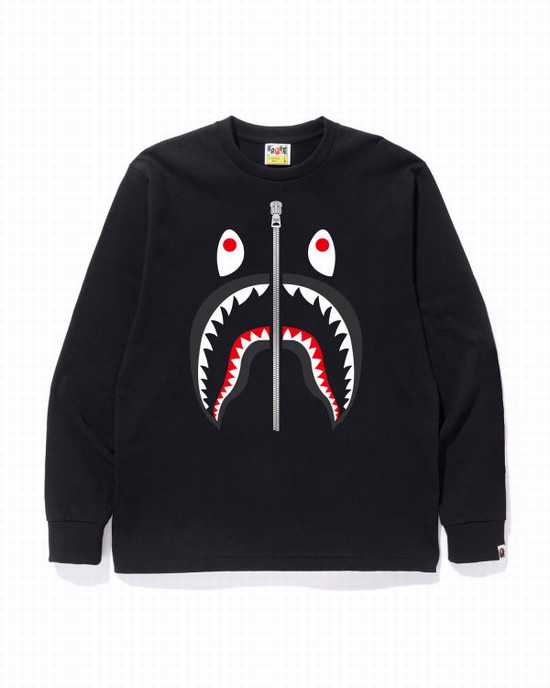 Tricouri Bape Shark Barbati Negrii | VUTHJF053