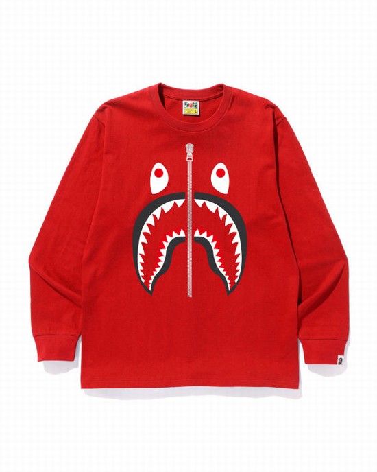 Tricouri Bape Shark Barbati Rosii Deschis | UDVFXJ283