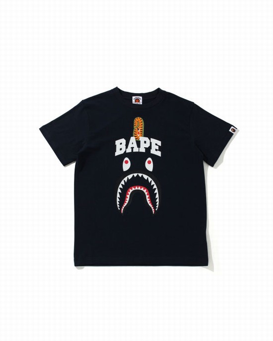 Tricouri Bape Shark Print Copii Bleumarin Albastri | RVWAIT630