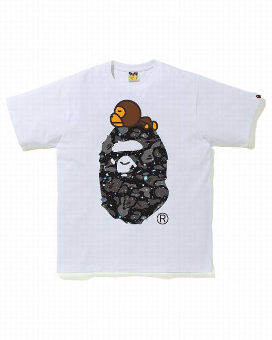 Tricouri Bape Space Camo Milo On Big Ape Barbati Albi | CMBHKZ276