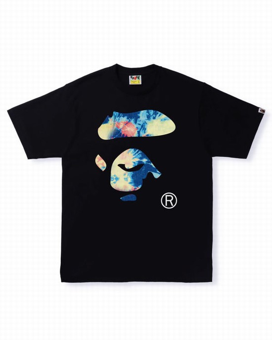 Tricouri Bape Tie Dye Ape Face Barbati Negrii | THCUIJ603