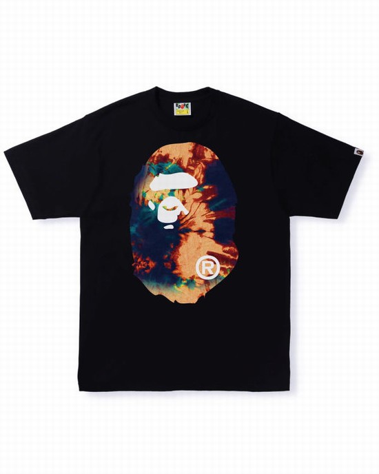 Tricouri Bape Tie Dye Big Ape Head Barbati Negrii | NXZOWT375