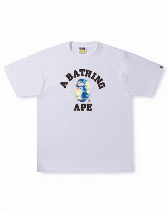 Tricouri Bape Tie Dye College Barbati Albi | PNTJZX065