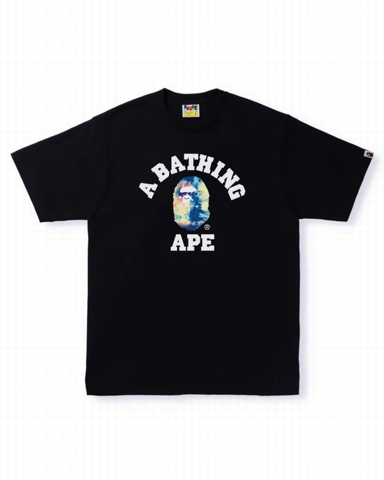 Tricouri Bape Tie Dye College Barbati Negrii | WFGMVS639