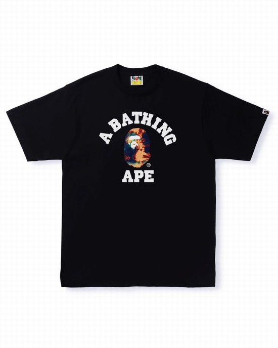 Tricouri Bape Tie Dye College Barbati Negrii | ZKJVSR024