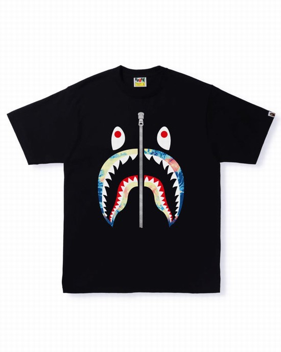 Tricouri Bape Tie Dye Shark Barbati Negrii | VGXQZY274