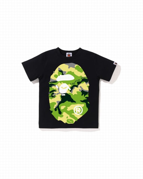 Tricouri Bape Woodland Camo Big Ape Head Copii Negrii | TMKGJD209