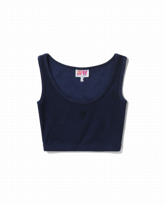 Vesta Bape Towelling crop Dama Bleumarin Albastri | QNLMBT078